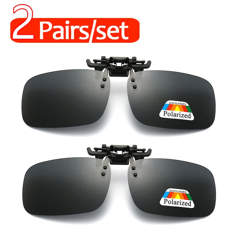 2Pcs/Set Polarized Clip Sunglasses Myopia Glasses Clip Driver Fishing