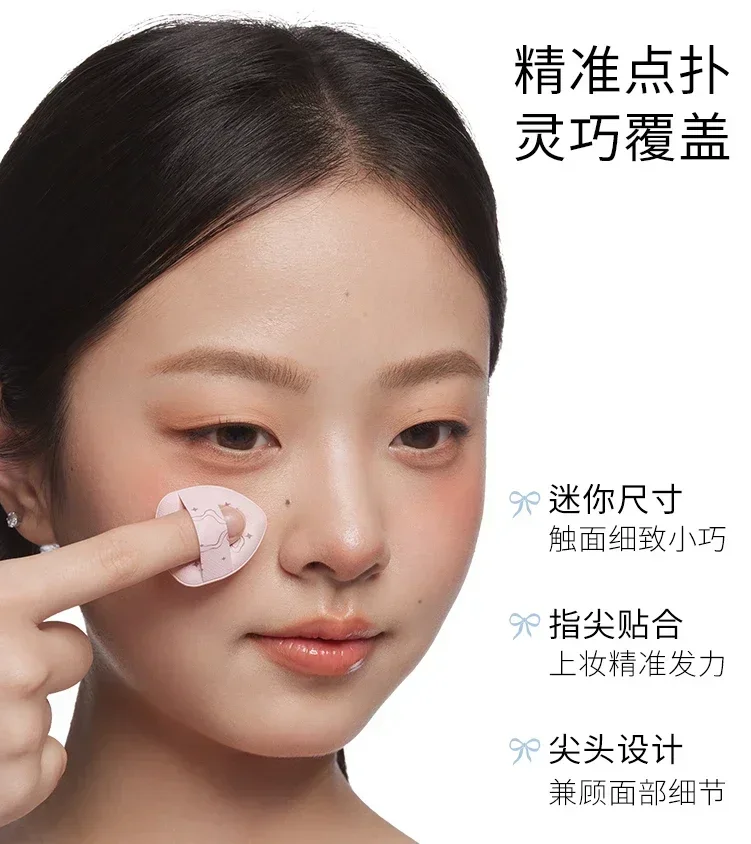 Everbab 6PCS Bow Series Mini Thumb Powder Puff Set Little Finger Air Cushion Puff Concealer Blush Cute Makeup Tool 4