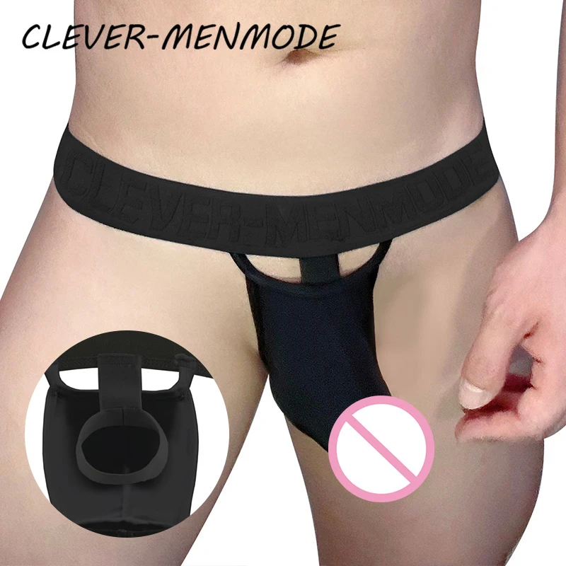 CLEVER-MENMODE Men's Sexy O-Ring Elephant Nose Briefs Ice Silk Men Ultra Thin Long Penis Mini Panties Miceo Openwork Lingerie