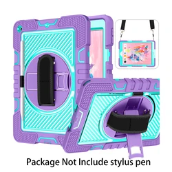 Universal Multifunctional Tablet Case with Pen Slot & Shoulder Strap - iPad 7th8th9th 10.2 (Purple - Mint)