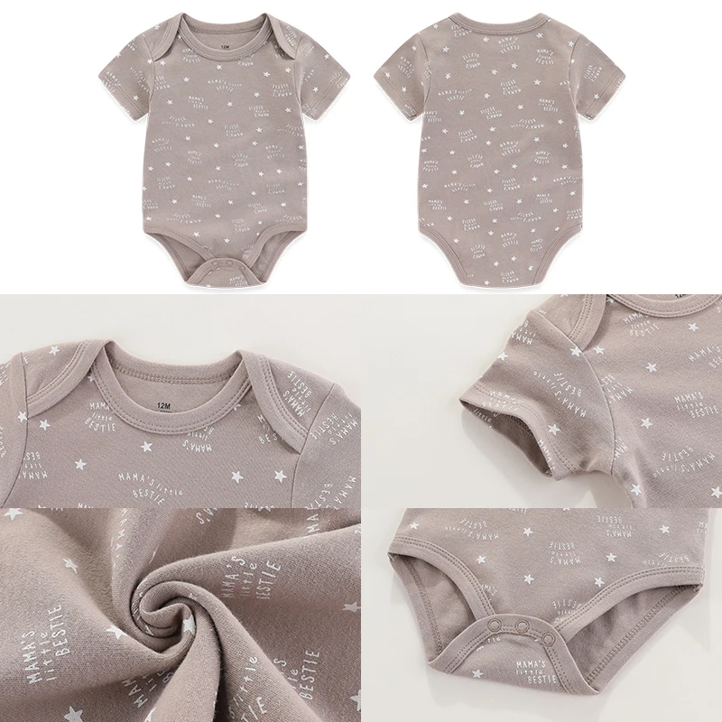 aple Leaf Print Baby Short sleeved jumpsuit 5-piece set Baby Boys Outgoing Clothing Baby Full Moon Clothing 100% Cotton 5