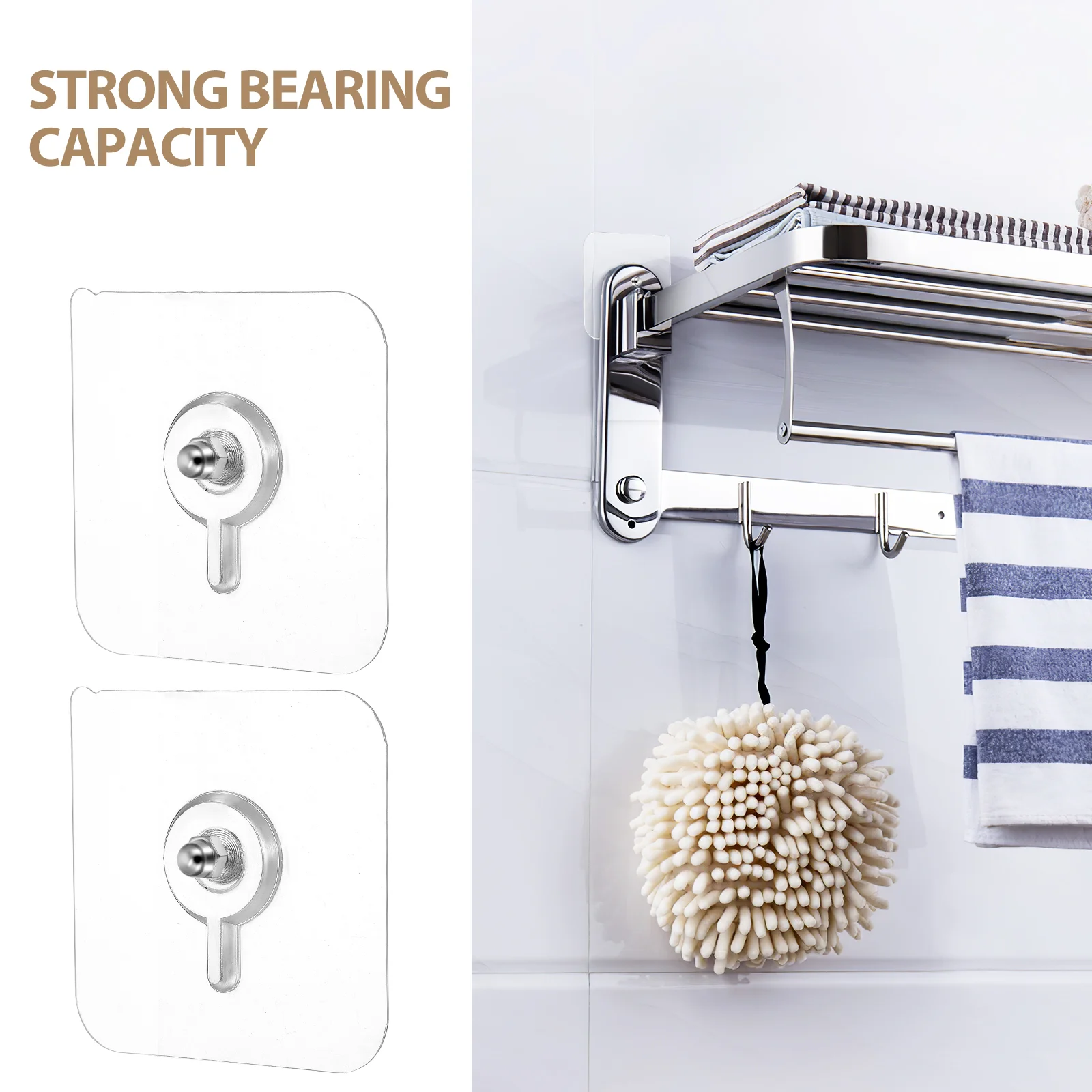 

12 Pcs No Screws Hook Hooks Heavy Duty Acrylic Self Adhesive Clear