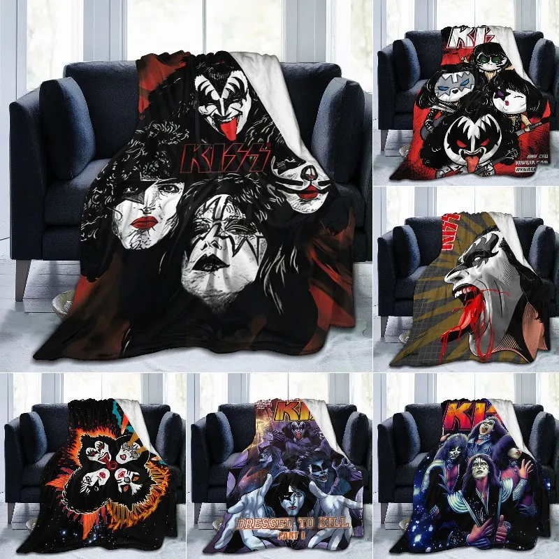 

KISS Rock Band 3d Printed Blanket Flannel Blanket Super Soft Fleece Throw Blanket Warm Blanket for Bedroom Couch Sofa Gifts