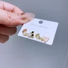 4pcs/set Small Love Heart Mouse Cartoon Stud Earrings Gold Color Women Girls Cubic Zircon Gift Jewelry 4