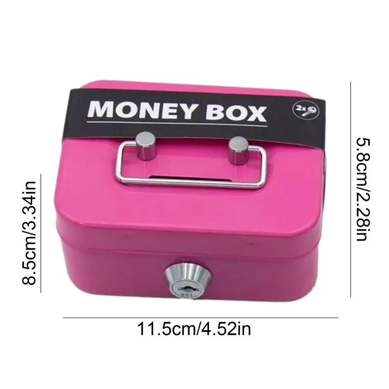 Metal Cash Box Mini Safe Lock Box Portable Mini Small Money Safe Box Sturdy Cash Box Portable for Kids Coin Collection 6
