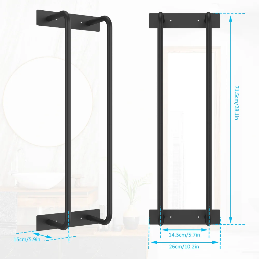 Towel Rack Wall Mounted Towel Shelf for Bathroom Sturdy Iron Holder Space Saving Large Capacity Storage Organizer