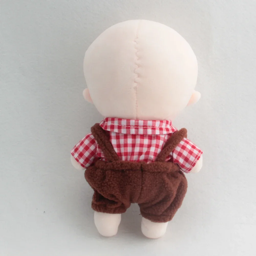 New Cute Grid Overalls For 20CM Kawaii Doll Clothes Set Kpop Star Doll Baby Clothing Idol Plush Clothes Accessories