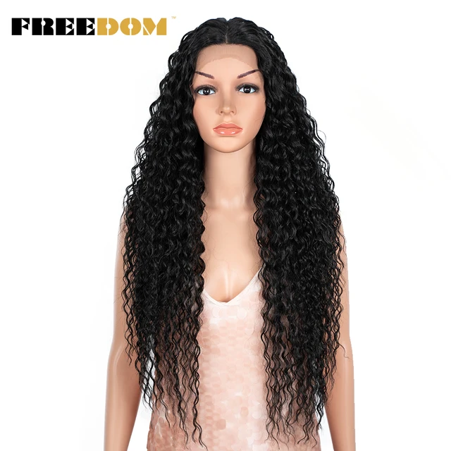 FREEDOM Synthetic Lace Front Wigs Long Curly Wig 30 inch Omber Red Blonde Lace Wigs For Black Women Heat Resistant Cosplay Wigs 1