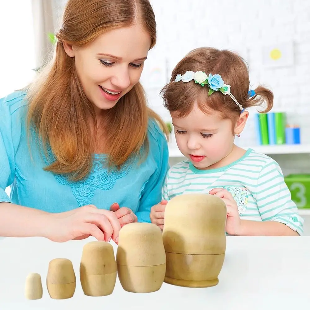 Kids Kindergarten Handicraft Material Boys Girls Gifts Matryoshka Toy Russian Nesting Dolls Doll Blank Wooden Embryos - 4