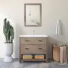 36’’ Bathroom Vanity with Sink Freestanding Cabinet Set Design Resin Basin Undermount Sink 1