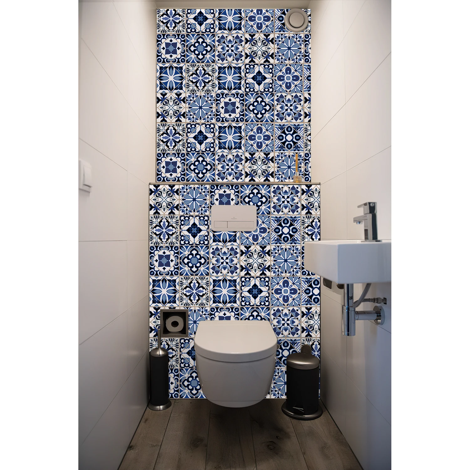 Wall Stickers 24 PCS Modern Style PVC Tile Stickers Waterproof Antifouling Self Adhesive Kitchen Bathroom Floor Art Wall Decor Decals
