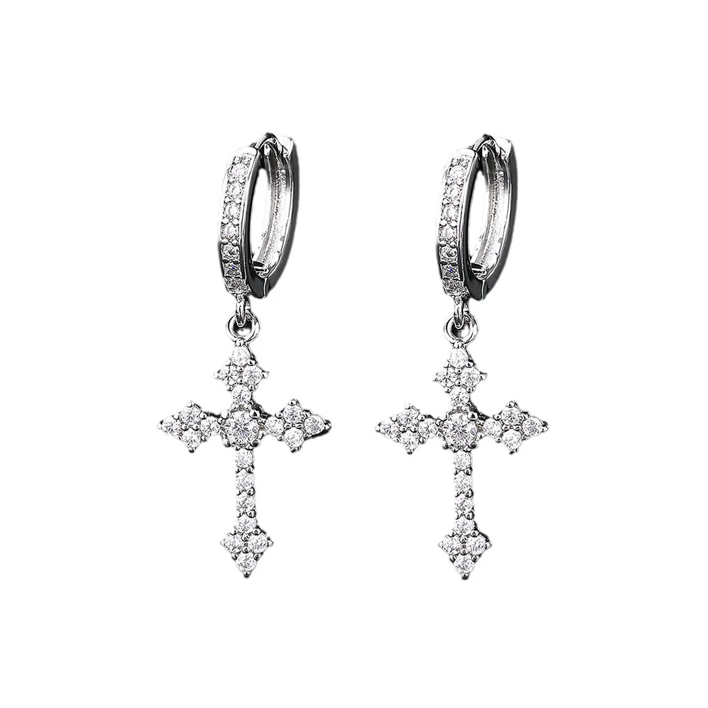 2024 Korean Wave New Ricky Same Classic Cross Earrings Fashion Zircon Men's Vintage Jewelry Accessories Gift 6