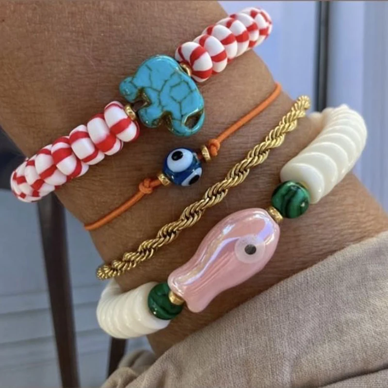 Lovely Colorful Ceramic Fish Bracelet Fashion Ceramic Beaded