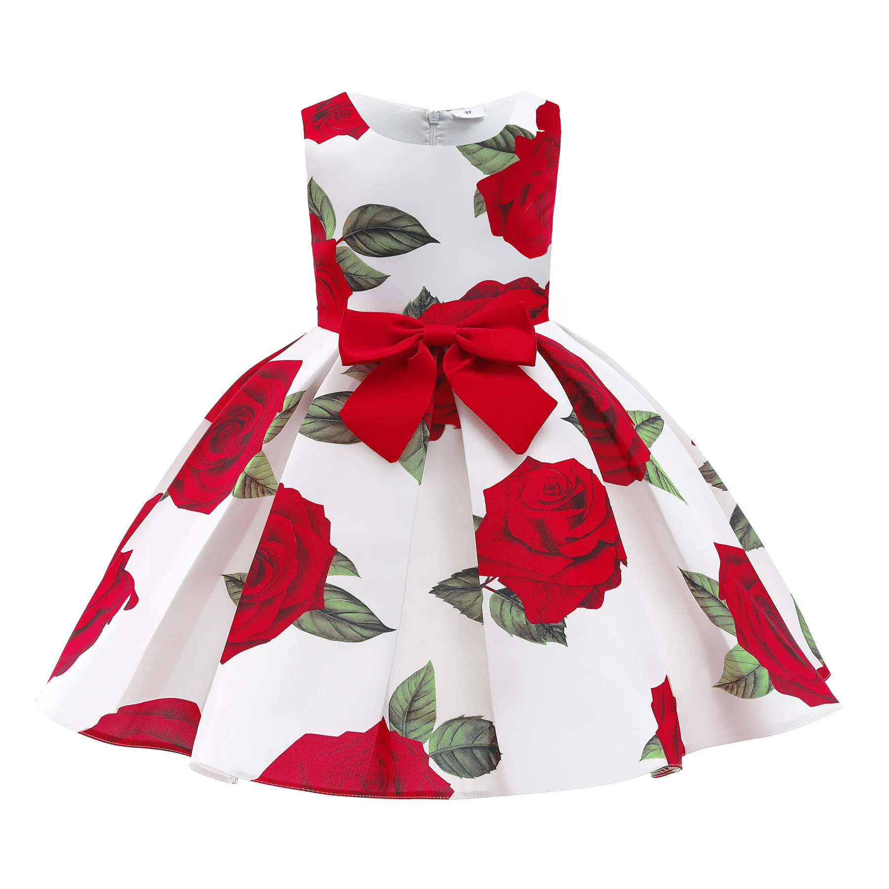 

Elegant Girls Summer Birthday Flower Print Bowknot Princess Children Kids Sleeveless Dresses 3 4 5 6 8 10 12 Years
