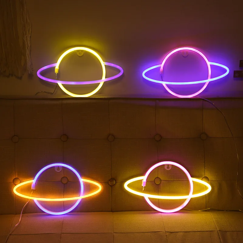 Neon Led Lights Sign Planet Star Cat Fire Neon Light Love Cloud Dinosaur Neon Signs for Room Home Decor Party Wall Lamp