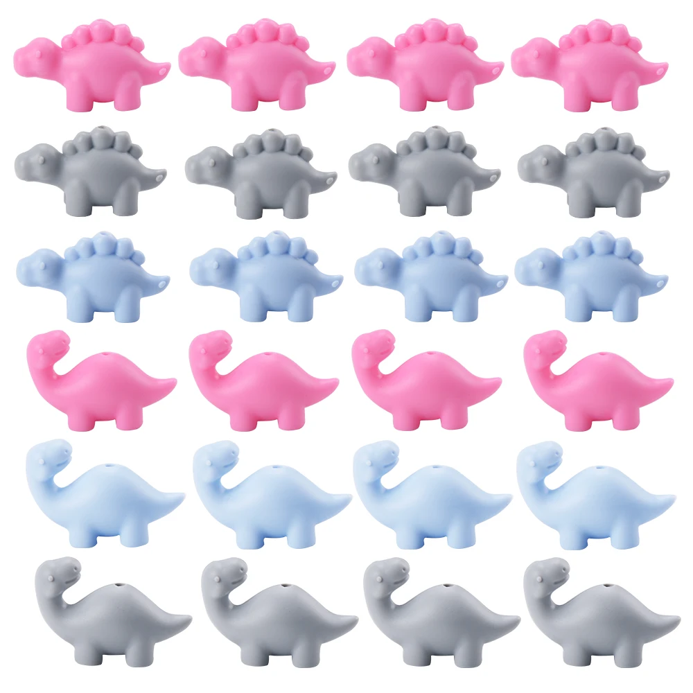 LOFCA 24 Stück Mini-Dinosaurier-Silikonperlen zur Schmuckherstellung zur Herstellung von Halsketten, Armbändern, Schlüsselanhängern, Schmuckzubehör – Detail 13
