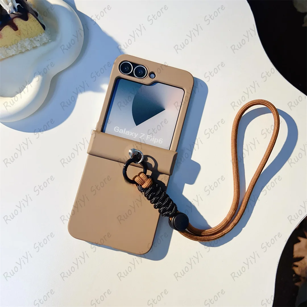 Cute Solid Color Portable Rope Phone Case - Hot Brown Korean Style