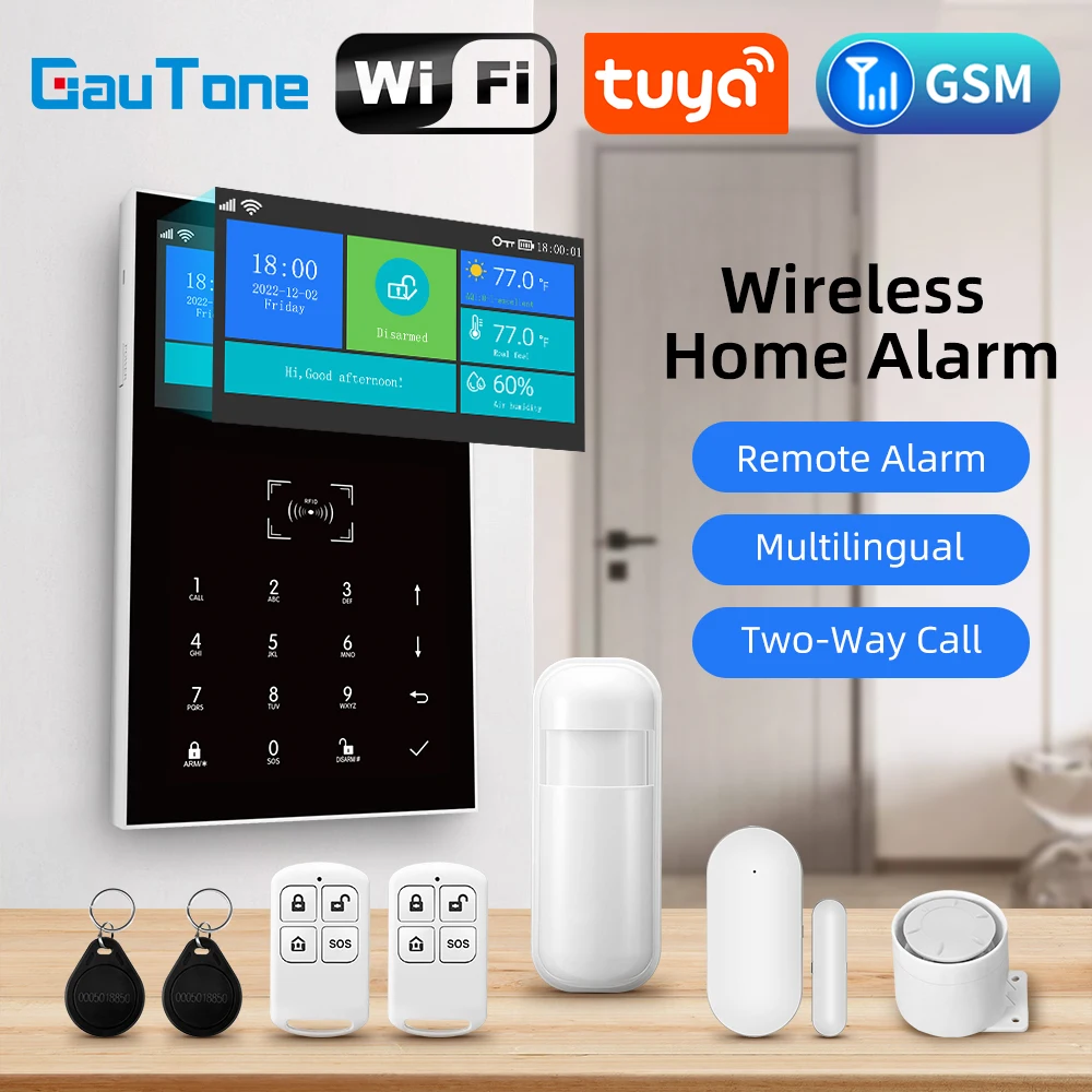 GauTone Wireless Home Alarm System Tuya schermo da 4.3 pollici Smart WIFI GSM sistema di allarme antifurto compatibile con la sicurezza domestica Alexa PG109