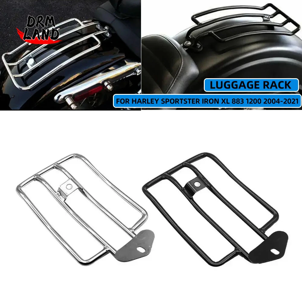 Motorcycle Accessories Rear Solo Seat Luggage Rack Support Shelf Gloss Black For Harley Sportster Iron XL 883 1200 2004-2021