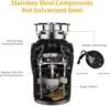 Disposal 3/4 HP for Kitchen sink Quiet with Stopper Power Cord, Easy install, Continuous Feed Food Waste Disposer 4