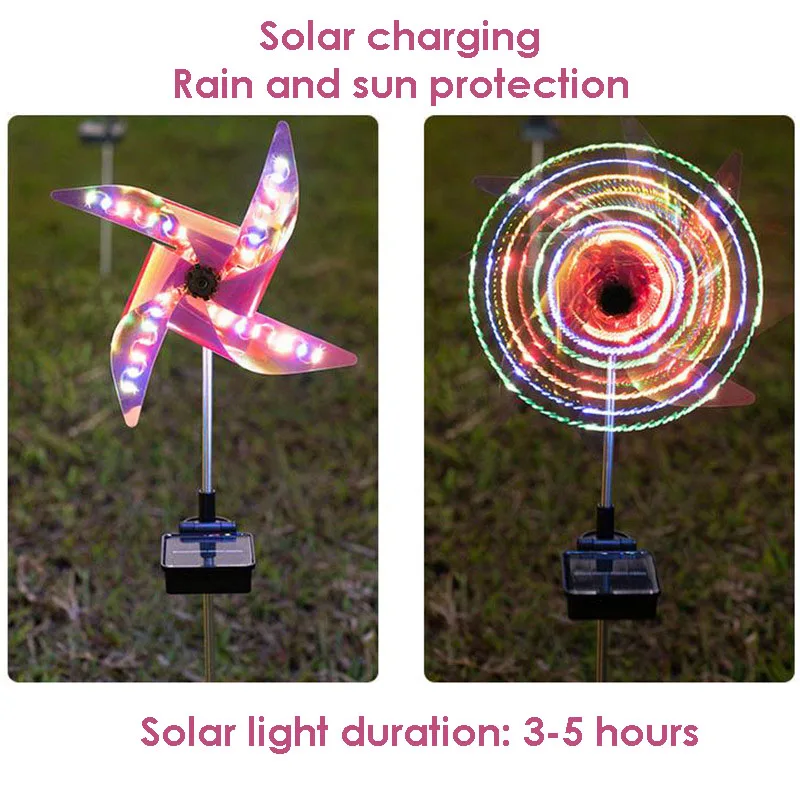 Solar Windmill Colorful Lawn Lamp Waterproof Sunscreen LED Light Garden Decoration Outdoor Battery Life 5h for Garden Art Decor Solar Garden Lamp