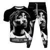 Tupac 2pac Hip Hop Music Rock Singer Kiss Band 3D Printing Tracksuit T-Shirt Pants 2Pcs Set Clothing Summer Male Oversized S-6XL 2