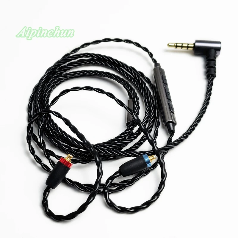Aipinchun Black Mmcx Headphones Cable Mic Volume Controller Replace For