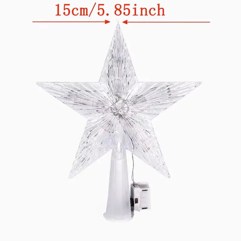 15cm Christmas LED Glowing Star Tree Topper Ornament
