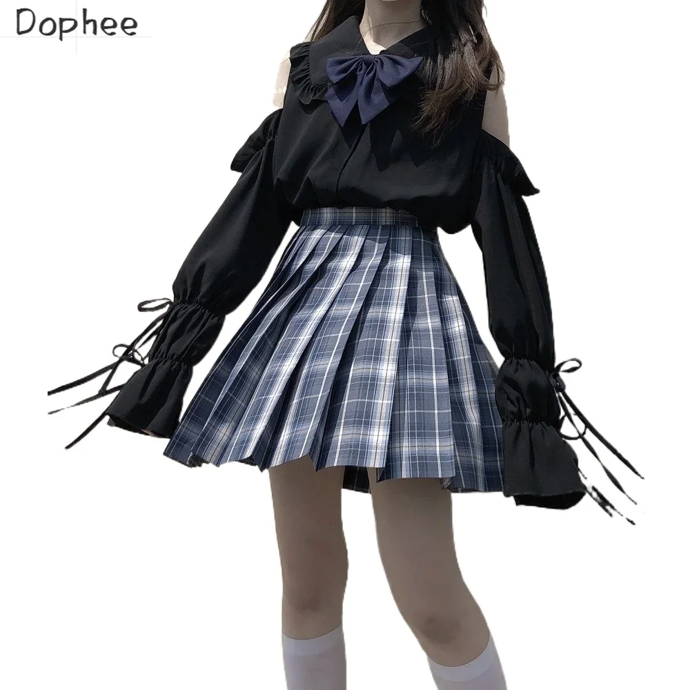 

Костюм-Униформа JK в стиле преппи, топ и юбка в стиле «лолита», костюм из двух предметов, весна-лето, юбка-трапеция в складку для молодых девушек