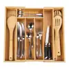 Underwear Sock Organizer Bamboo Drawer Organizer Expandable 5-7 Compartments for Kitchen Utensils Jewelry Tools for Flatware 6