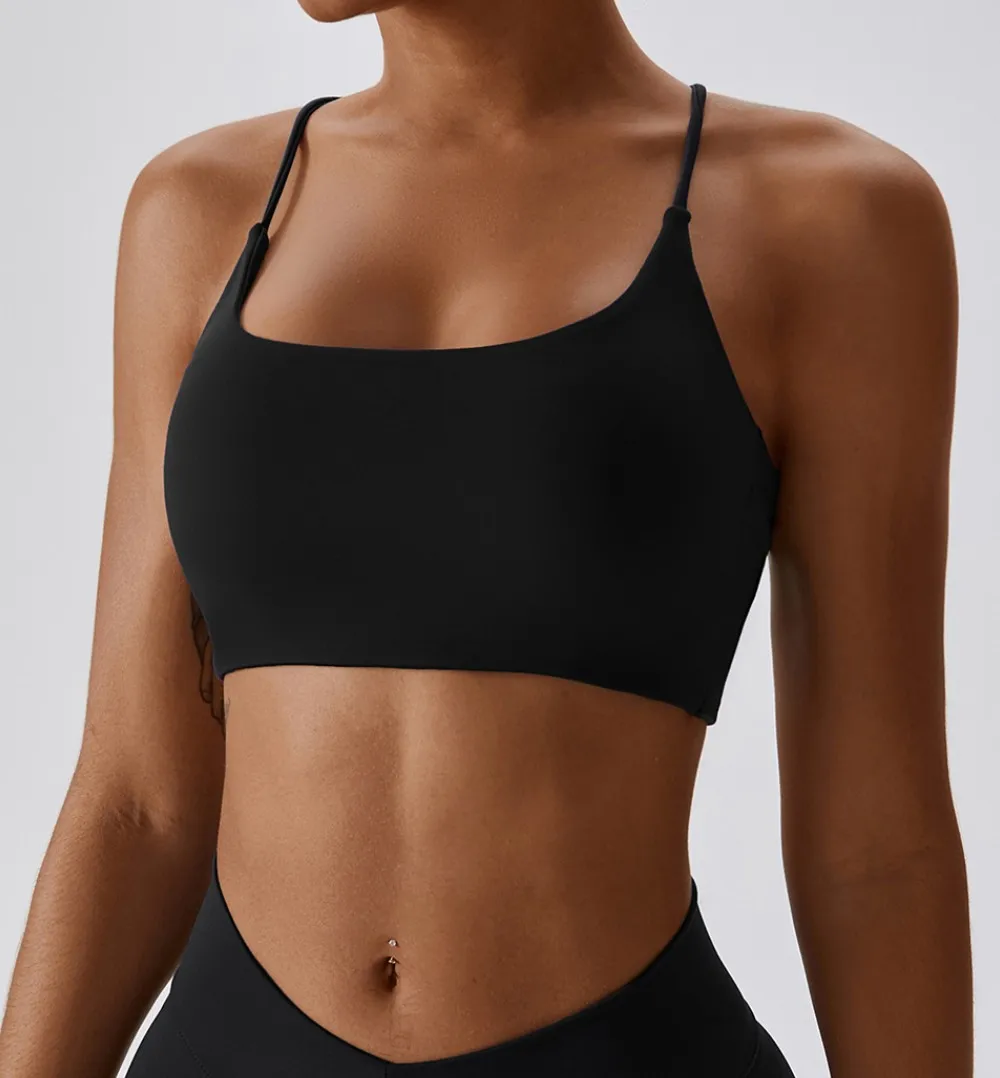 Women fitness Fitness Sport Bra Top Gym Yoga underwear Athletic With Chest Pad U-neck spaghetti straps cross beauty back hollow 4