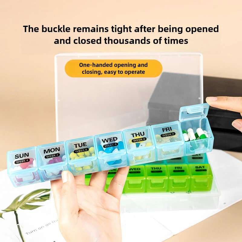 4-Week Moisture-Resistant Pill Organizer with Dust-Proof Box