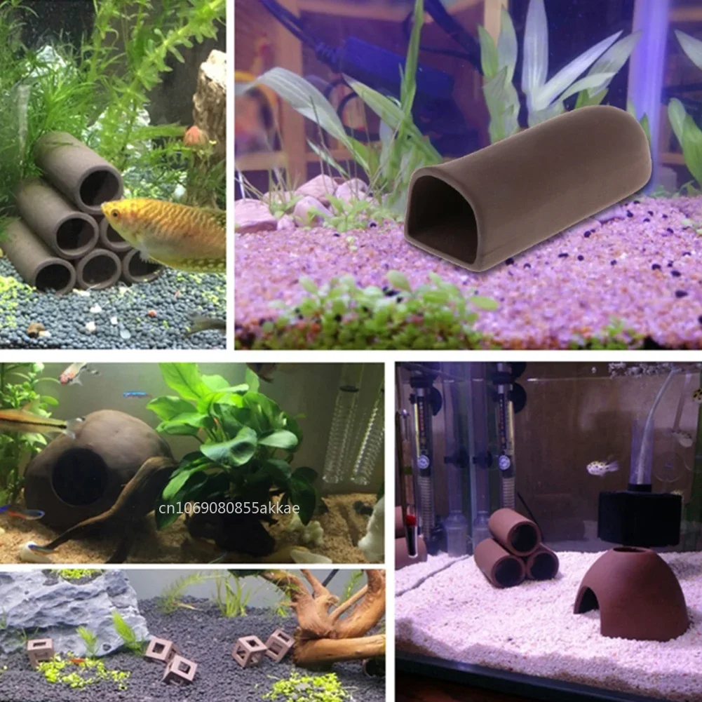 1pc Fish Tank Cave Aquarium Accessories Pool Lake Pond Decoration Shelter Ceramic Shrimp Spawn Live Hide Ornaments