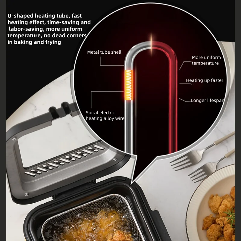 220V Multifunctional 1.5L Electric Deep Fryer with Filter Net for Frying French Fries At Home, with Temperature Control