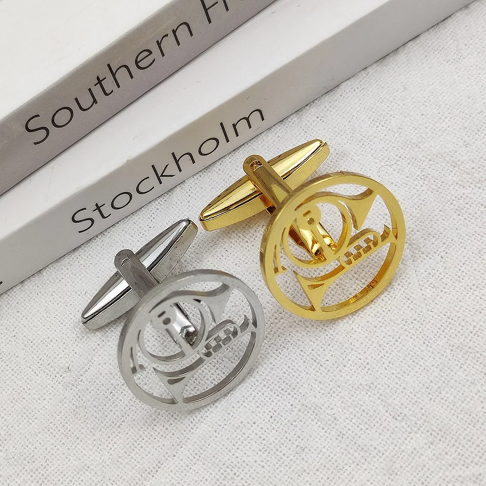 

Круглые запонки из нержавеющей стали с узором в виде трубы, мужские запонки, индивидуальные запонки, золотые украшения, подарок на день отца, оптовая продажа