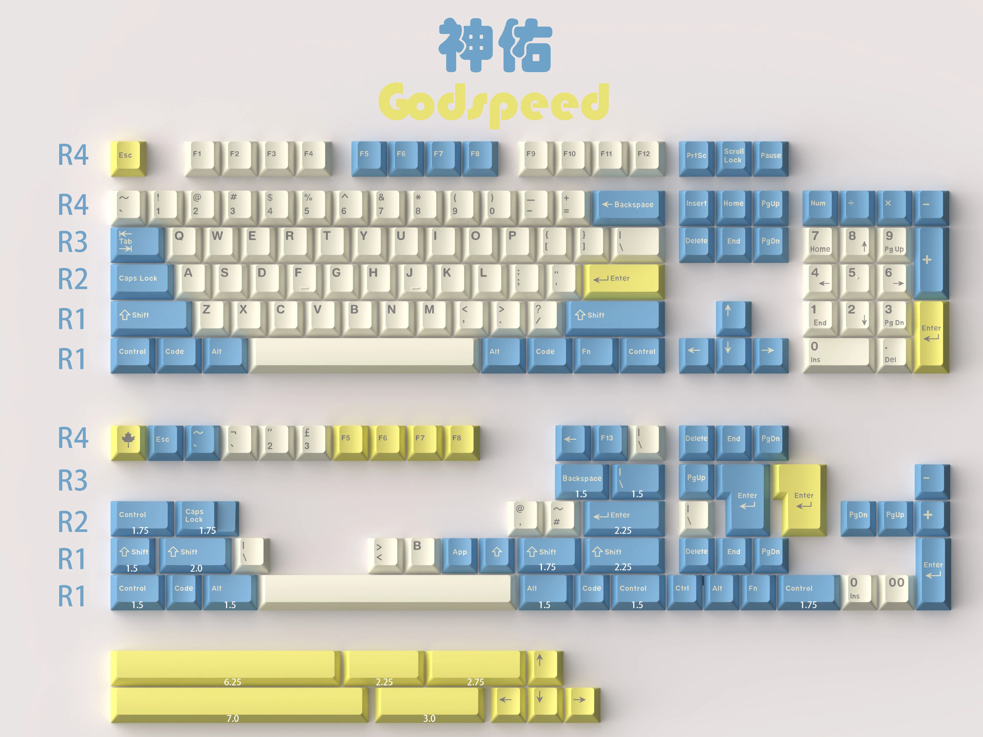Daye Gmk Ártico Yuru Wahtsy Classic Blue Hammerhead Light Blue Samurai Shoko Godvelocidade Fuji Abs Key Caps Double Shot Cereja Conjunto