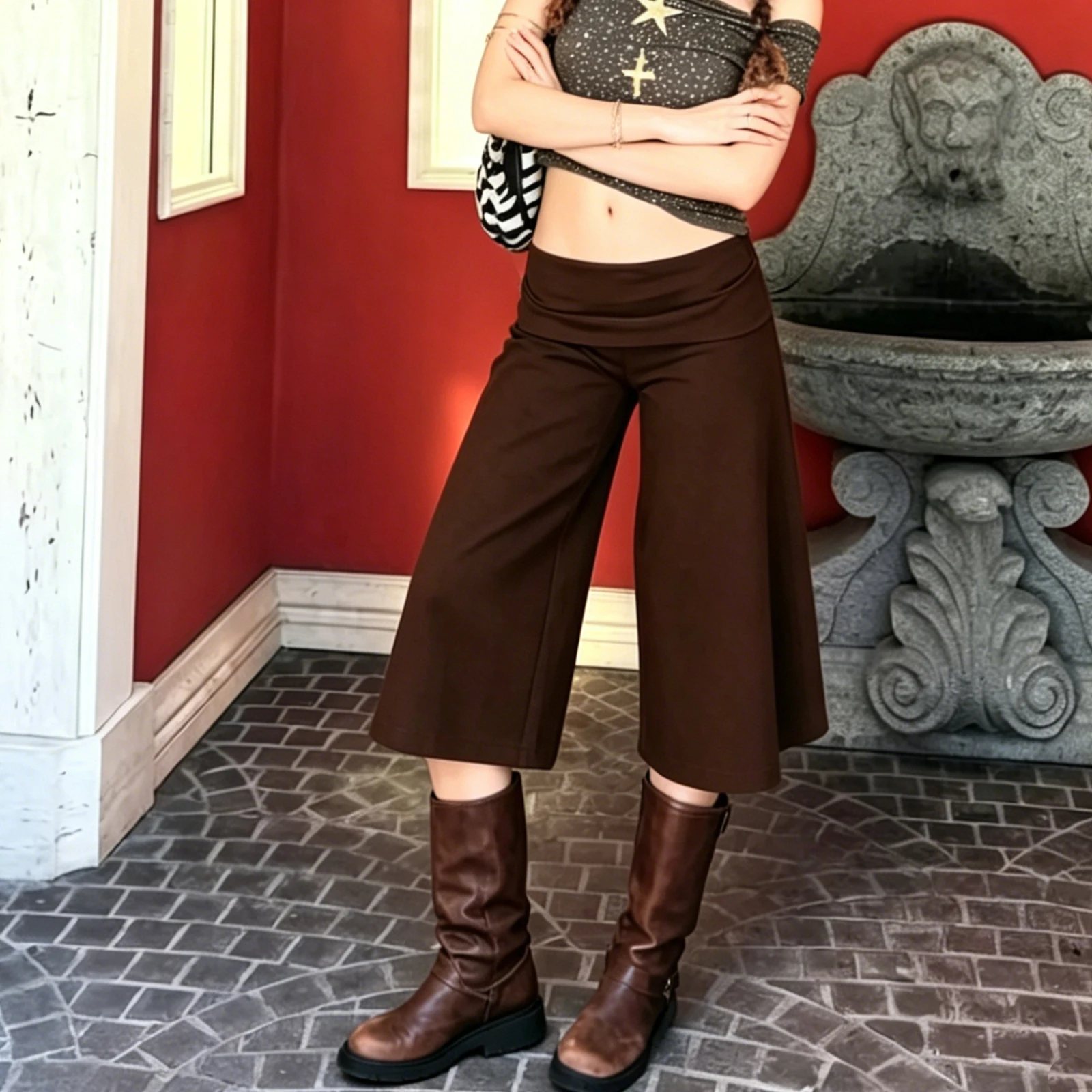 Women's Soft Flowy Wide-Leg Capri Pants