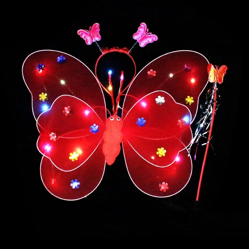 

LED Children Costume Props Girls Skirts Angel Luminous Wings Flashing Butterfly Skirt Lights Suit 2-8year Easter Valentines Day