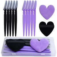 10Pcs Eyebrow Razors Trimmer and 2pcs of Makeup Sponge Puff With Case Face Body Hair Remover Eye Brow Shaver Beauty Tools Kit 1