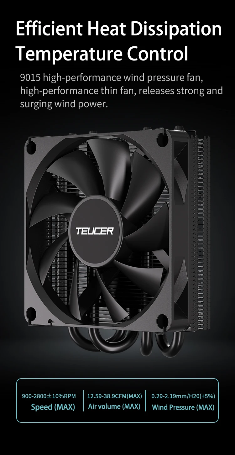 TE-37 CPU Cooler ITX PC 37mm Radiator TDP 120W with UT9015 Ultra-thin PWM Coolin