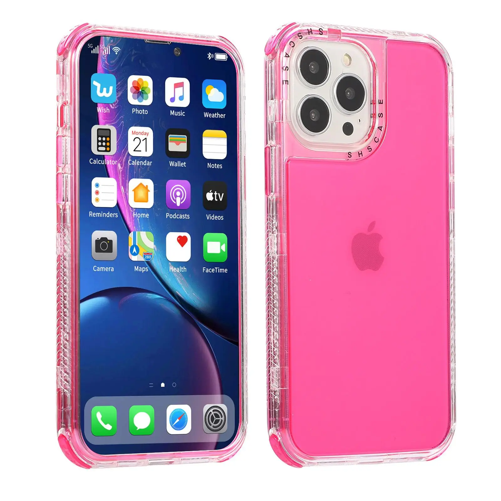 Transparent Candy Color Military Shockproof Phone Case - 3-in-1 Design