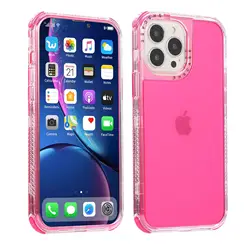 Transparent Candy Color Military Shockproof Phone Case - 3 - in - 1 Design - 6 6S or 7 8 (Rose Red)