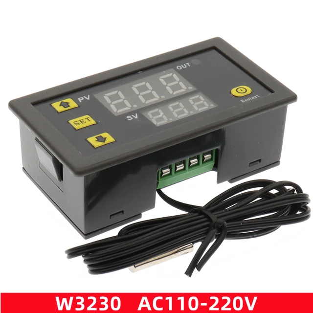 W3230 12V 24V AC110-220V Probe line 20A Digital Temperature Control LED ...