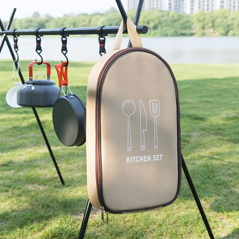 

Outdoor Camping Cookware Storage Bag Cooking Utensil Organizer Kitchen Ware Container Bag Portable Picnic BBQ Tableware Pouch