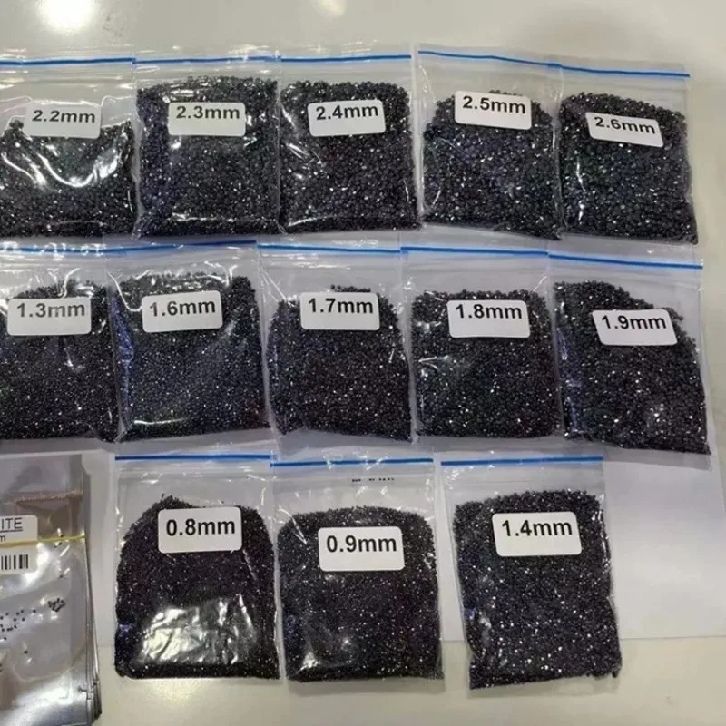 Black Moissanite 0.7-5mm 1CT Small Size Loose Stones Black Lab Grown Moissanite Diamond For DIY Jewelry & Watch Making