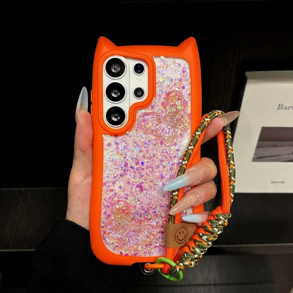 Cat Ear Butterfly Glitter Clear Shockproof Soft TPU Phone Case