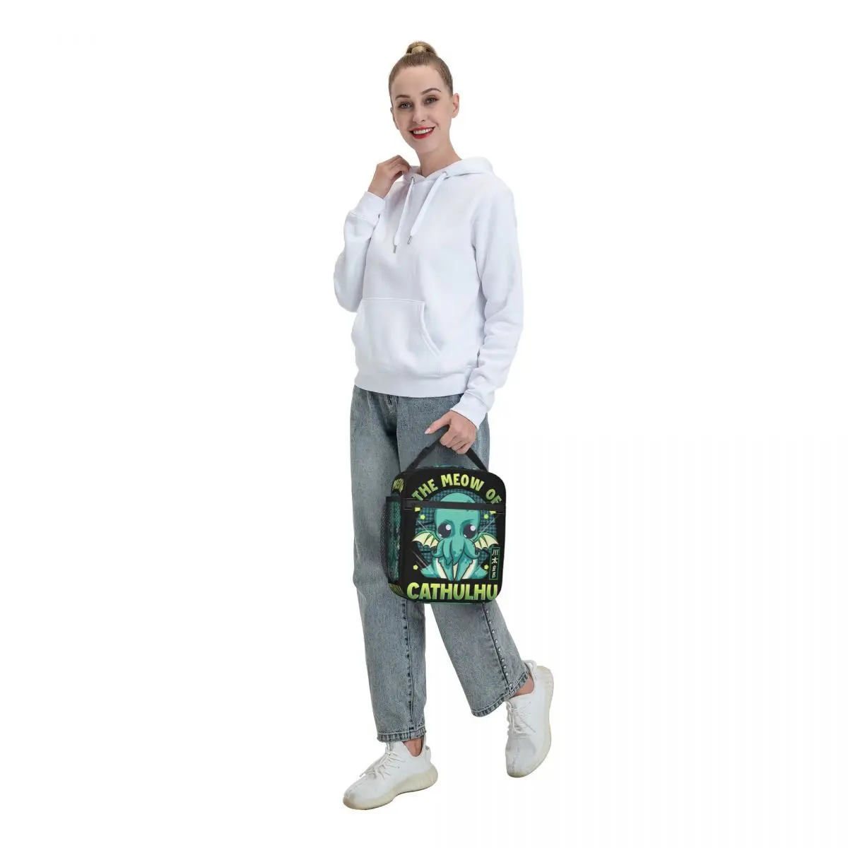 The Meow Of Cathulhu Insulated Lunch Bag for Work School Funny Satanic Cthulhu Cat Leakproof Thermal Cooler Bento Box Women Kids