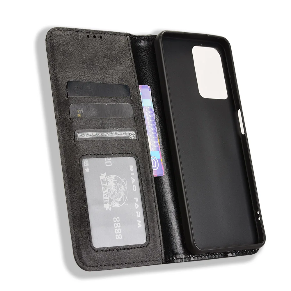 Leather Wallet Case with Magnetic Book Stand and Card Holder
