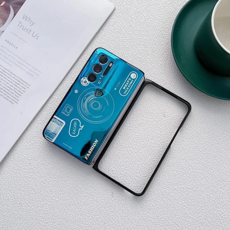 for OPPO Find N Case Silicone IMD Camera Pattern Cover Shockproof Flip Folding Blue Light Phone Shell for OPPO Find N Fundas