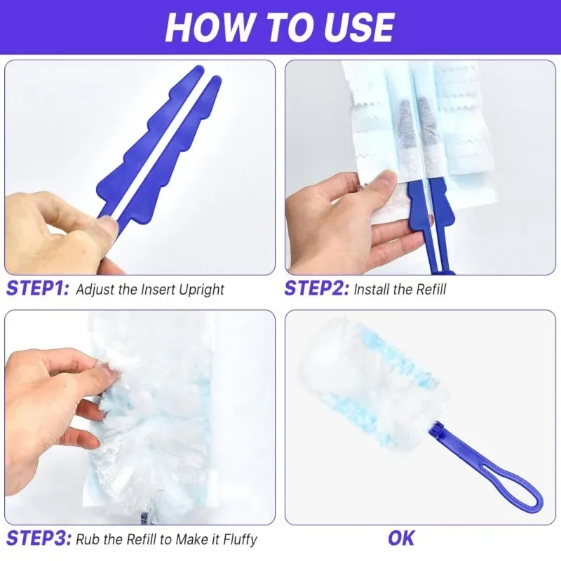 Description Picture 4 of itemDisposable Dusters with Replace Heads Scalable Cleaning Brush Duty Duster Refills Electrostatic Duster Home Office Cleaning Tool
